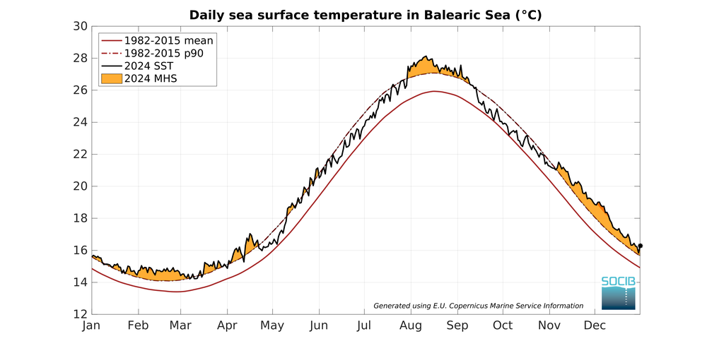 main image - La ICTS SOCIB monitoriza récords históricos en temperaturas y olas de calor marinas en el Mediterráneo en 2024
