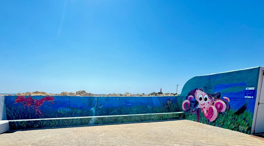 LIFE AdaptCalaMillor inaugura el mural "Posseidònia" en Cala Bona para sensibilizar frente al cambio